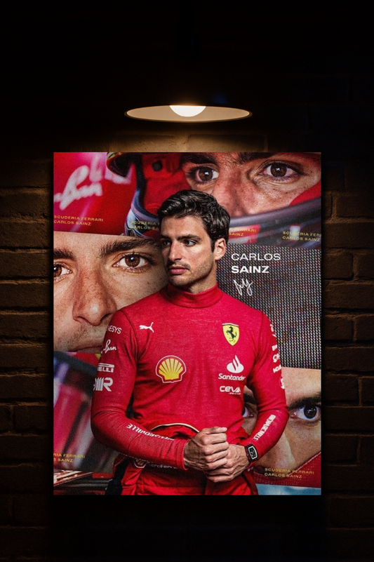 Carlos Sainz ferrari F1 racing printed on velvet 