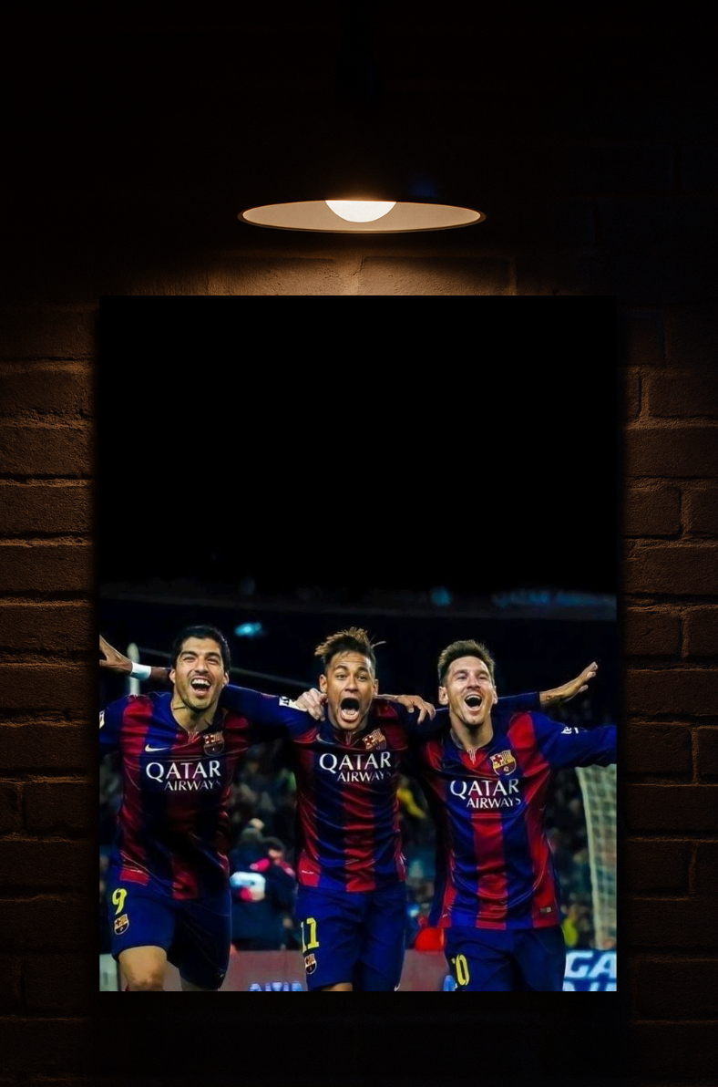 Messi suarez neymar iconic barcelona trio picture printed on velvet 